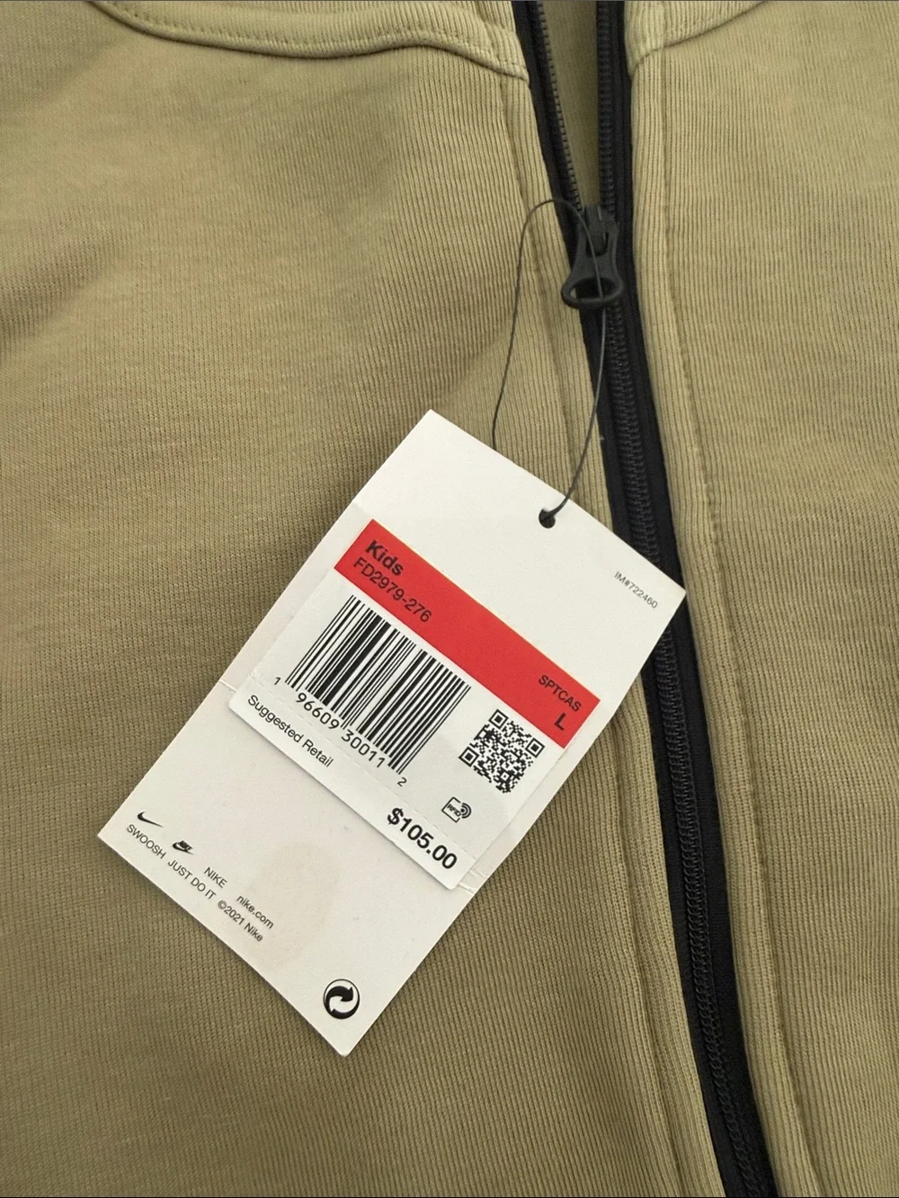 Nike Olive Green Full-Zip Hooded Jacket